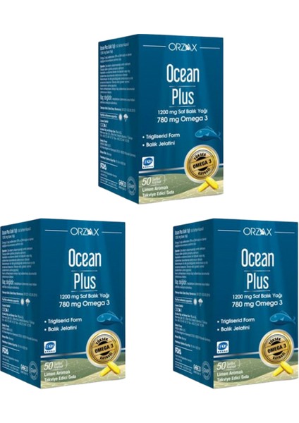 Ocean Plus 1200 Mg Balık Yağı 50 Kapsül 3 Adet