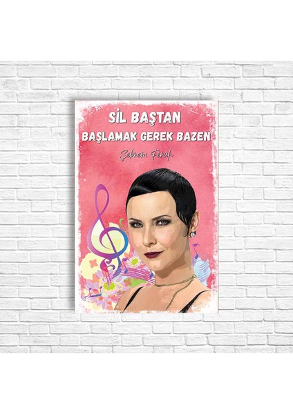 Şebnem Ferah Retro Ahşap Poster