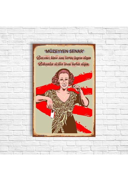 Müzeyyen Senar Retro Ahşap Poster