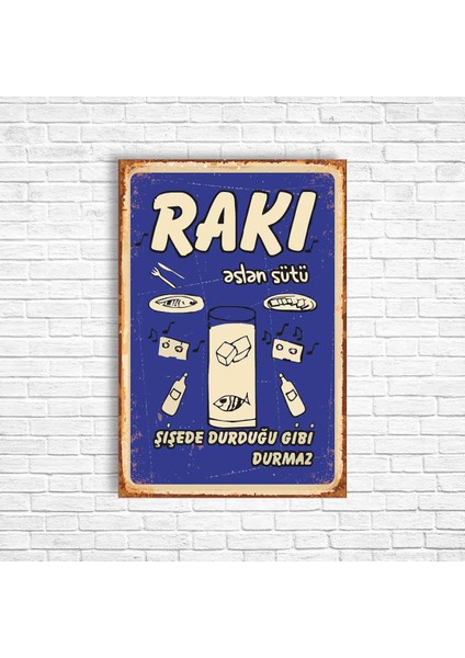 Alkol Rakı Retro Ahşap Poster