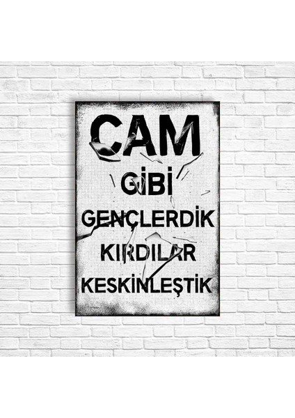Cam Gibi Gençlerdik Kırdılar Keskinleştik Retro Ahşap Poster