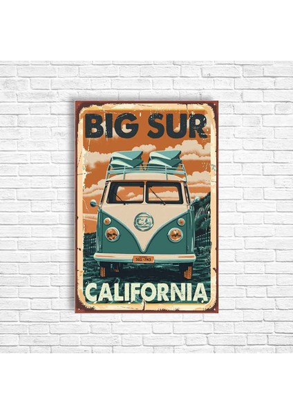 Bıg Sur Araba Retro Ahşap Poster