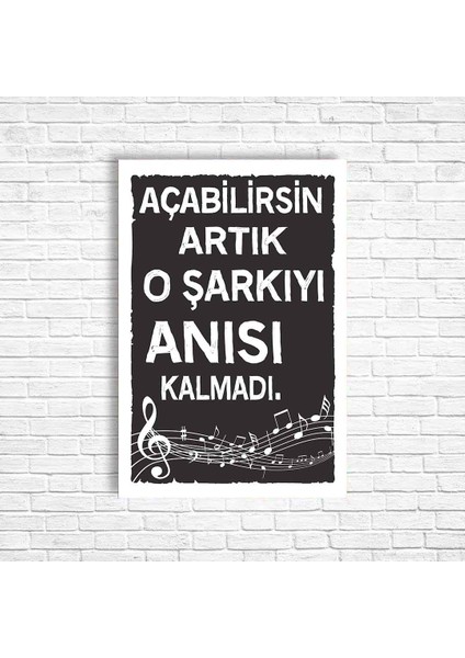 Açabilirsin Artık O Şarkıyı Anısı Kalmadı Retro Ahşap Poster
