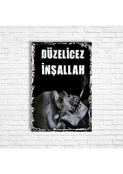 Düzelicez Inşallah Retro Ahşap Poster