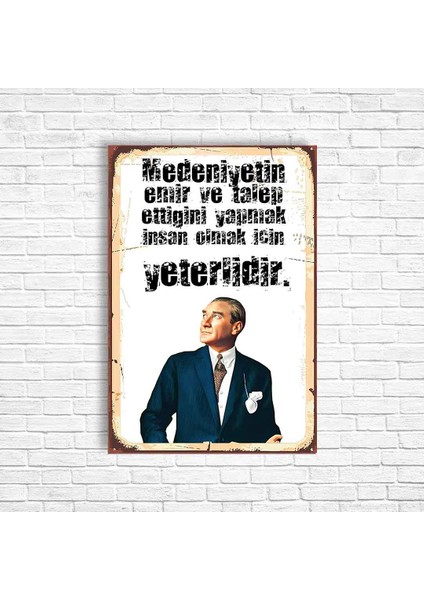 Trend Poster Atatürk Retro Ahşap Poster