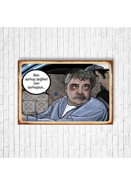 Levent Kırca Alkol Retro Ahşap Poster