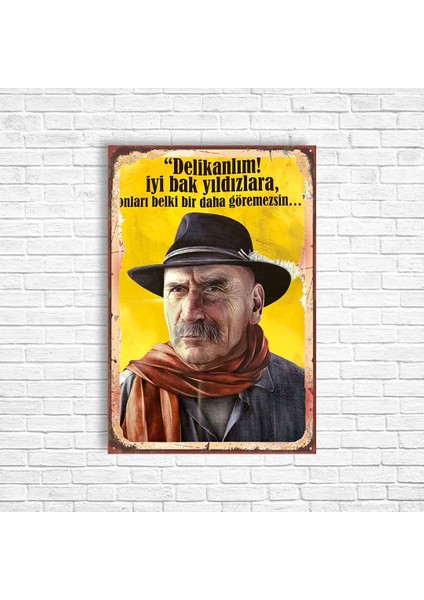 Tuncel Kurtiz Ramiz Dayı Retro Ahşap Poster