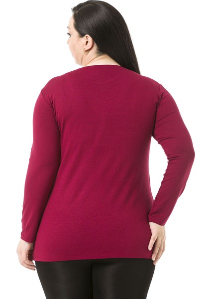Büyük Beden Bisiklet Yaka Uzun Kollu Viskon Siyah Body modelleri