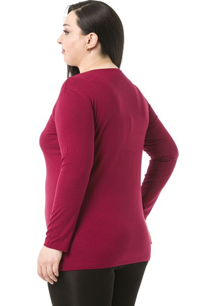 Büyük Beden Bisiklet Yaka Uzun Kollu Viskon Siyah Body fırsatları
