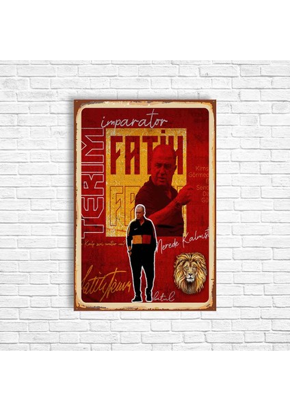 Fatih Terim Retro Ahşap Poster