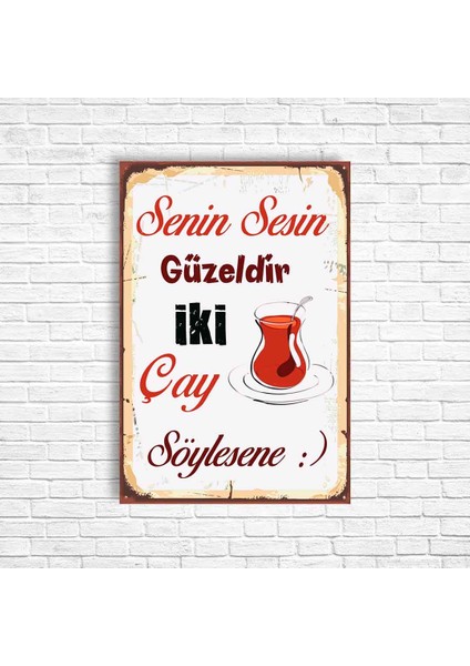 Çay Retro Ahşap Poster