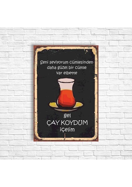 Çay Retro Ahşap Poster