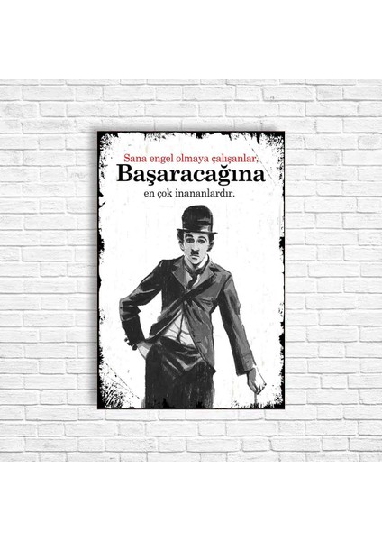 Charlie Chaplin Retro Ahşap Poster