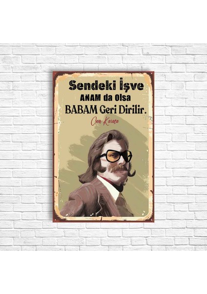 Cem Karaca Retro Ahşap Poster