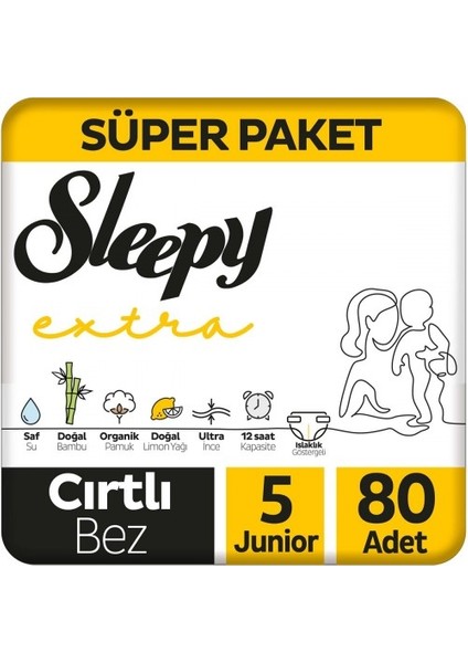 Extra Avantajlı Bebek Bezi 5 Numara Junior 80 li