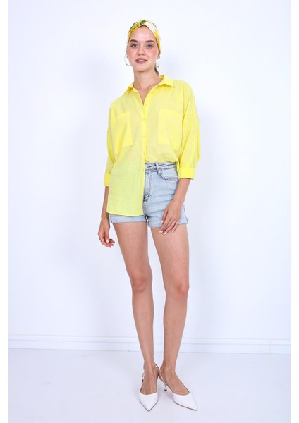 Basic Oversize Önden Cepli Gömlek