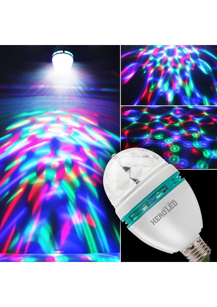 Renkli Disko Ampulü Lambası E27 Duy LED Ampul Dönen Disco Topu