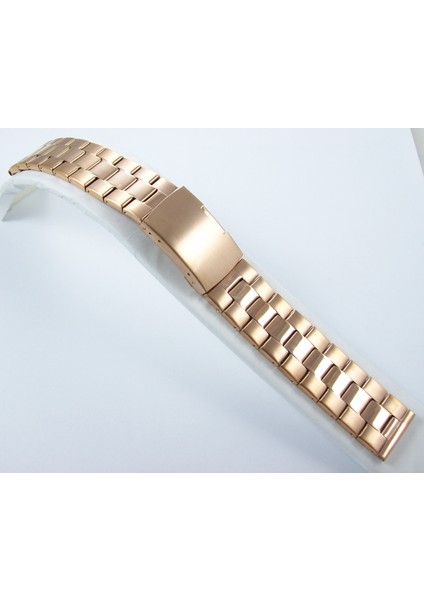 22MM Fırçalı Roze Bakır Metal Saat Kordonu Çelik Kalite Kolçak