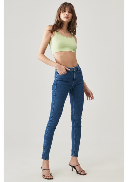 Kadın Forever Skinny Fit Dar Kesim Yüksek Bel Jean Kot Pantolon