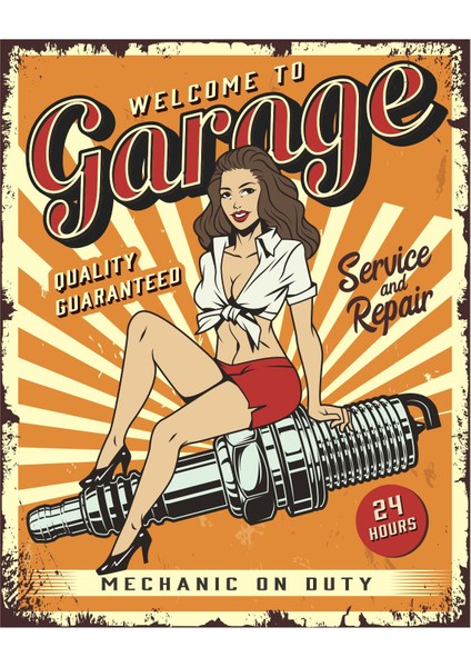 Pin Up Girl-Motor-Garaj-Araç-Vintage STICKER-15061