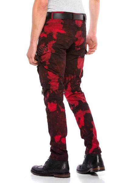 CD558 Bordo Gölge Desenli Taşlı Fermuarlı Kargo Cep modelleri