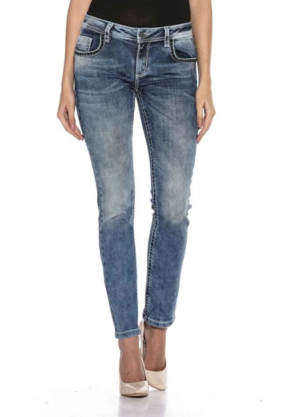 WD401 Taşlı Kanatlı Cep Detaylı Mavi Jeans Pantolon fiyatları