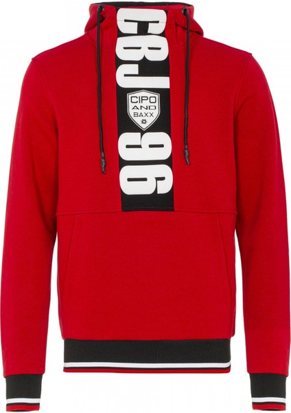 CL478 Kanguru Dik Yaka Kapşonlu Kırmızı Sweatshirt