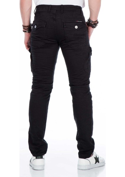 CD424 Kargo Cepli Dar Paça Siyah Erkek Pantolon modelleri