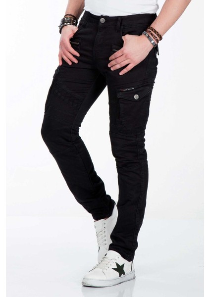 CD424 Kargo Cepli Dar Paça Siyah Erkek Pantolon fırsatları