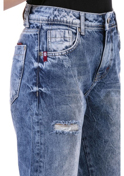 WD447 Mom Jeans Buz Mavisi