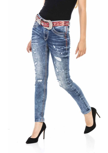 WD442 Nakışlı Cep Yırtık Mavi Jeans fiyatları