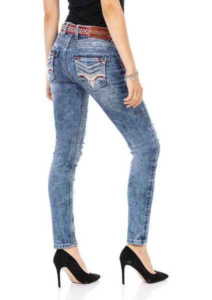 WD442 Nakışlı Cep Yırtık Mavi Jeans fırsatları
