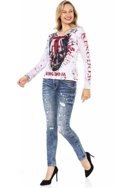 WD442 Nakışlı Cep Yırtık Mavi Jeans indirimleri