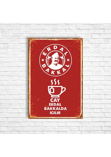 Erdal Bakkal Çay Retro Ahşap Poster