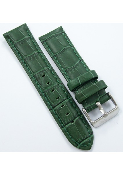 Bizon Deri Saat Kordonu 18MM Yeşil Dikişli Saat Kayışı Krokodil modelleri