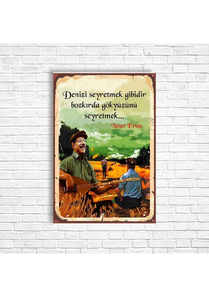 Neşet Ertaş Retro Ahşap Poster
