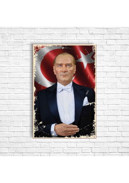 Trend Poster Atatürk Retro Ahşap Poster