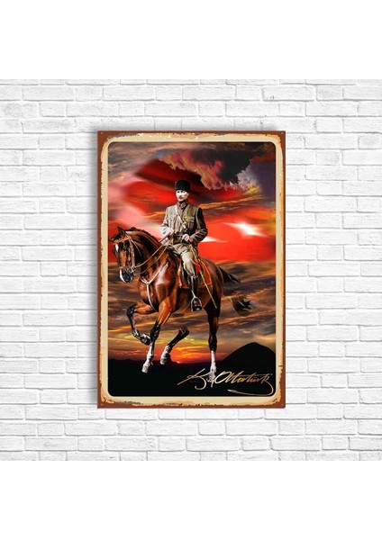 Atatürk Retro Ahşap Poster