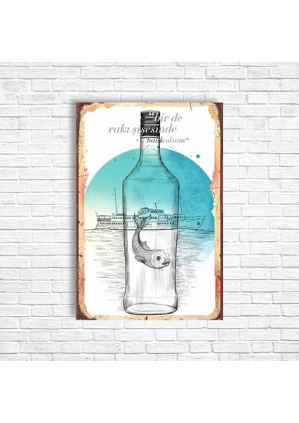 Trend Poster Alkol Rakı Retro Ahşap Poster