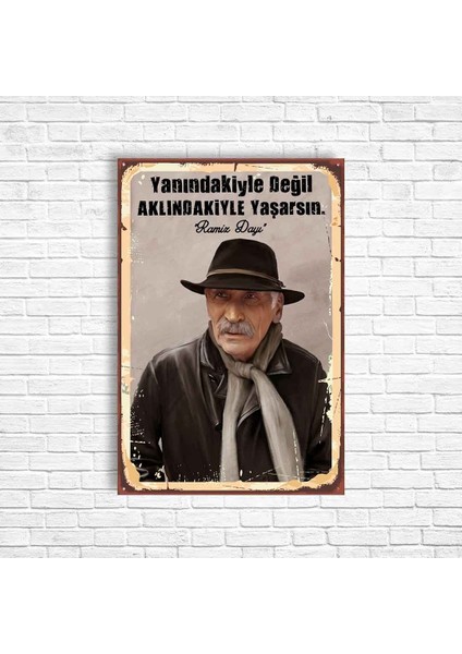 Tuncel Kurtiz Ramiz Dayı Retro Ahşap Poster