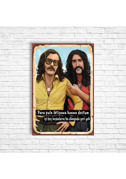 Trend Poster Barış Manço Cem Karaca Retro Ahşap Poster