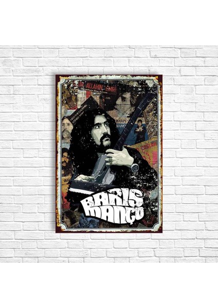 Barış Manço Retro Ahşap Poster