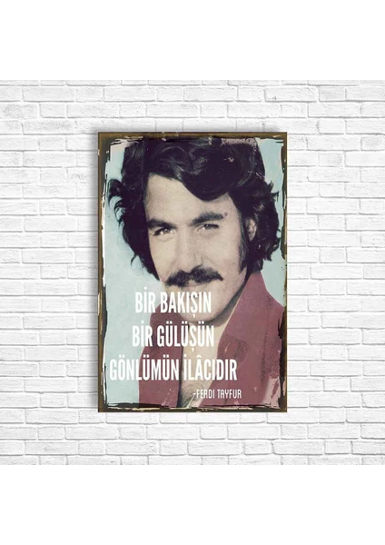 Trend Poster Ferdi Tayfur Retro Ahşap Poster