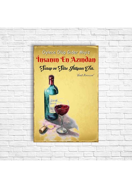 Alkol Şarap Retro Ahşap Poster
