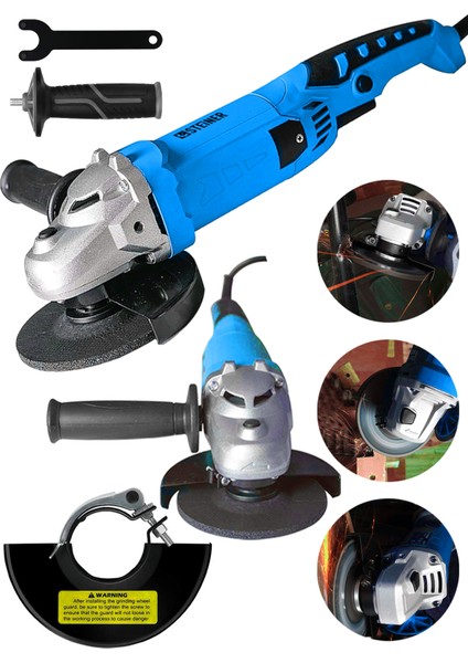Alman 3000 Watt Devir Ayarlı Sjs Çift Metal Dişli Şanzuman Demir Metal Kesme Taşlama Makinesi 125MM