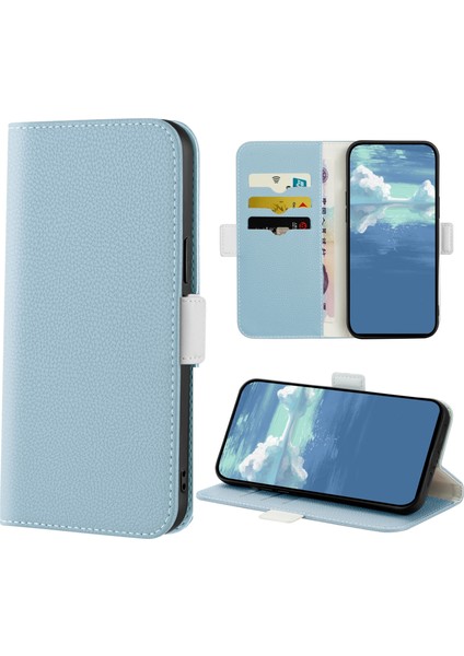 Samsung Galaxy A22 4g Açık Için Litchi Doku Telefon Kılıfı - Açık Mavi (Yurt Dışından) fiyatları