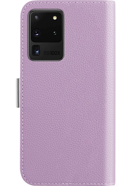 Samsung Galaxy S20 Ultra Light Mor Için Litchi Doku Kılıfı fırsatları