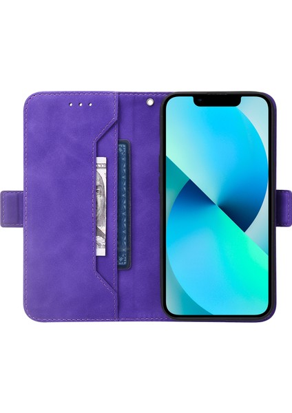 Iphone 13 Pro Max / 12 Pro Max Mor Için Geometrik Çizgi Pu Kılıfı (Yurt Dışından) modelleri