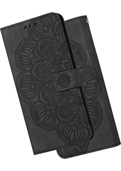Samsung Galaxy A12 Black Için Mandala Kabartmalı Dava