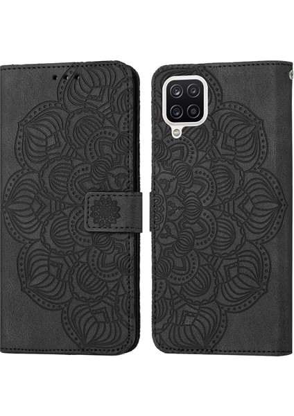 Samsung Galaxy A12 Black Için Mandala Kabartmalı Dava fırsatları